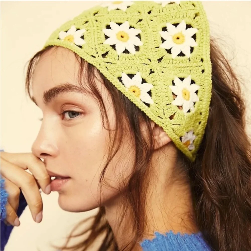 New🌟Anthropologie-Floral Crochet Hair Scarf